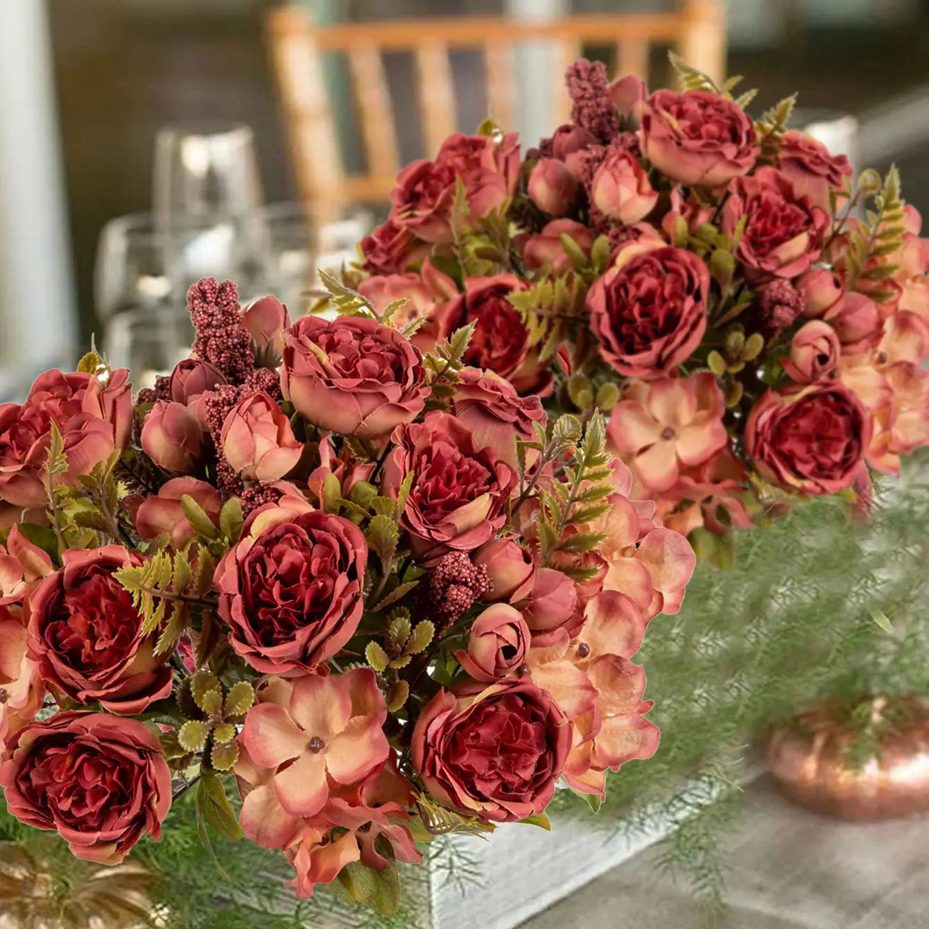 Artificial Flowers Valentine's Garland Wedding Beautiful Garden Rose Bud Arch Fake Brial Bouquet Home Room Decor Hydrangea Gifts