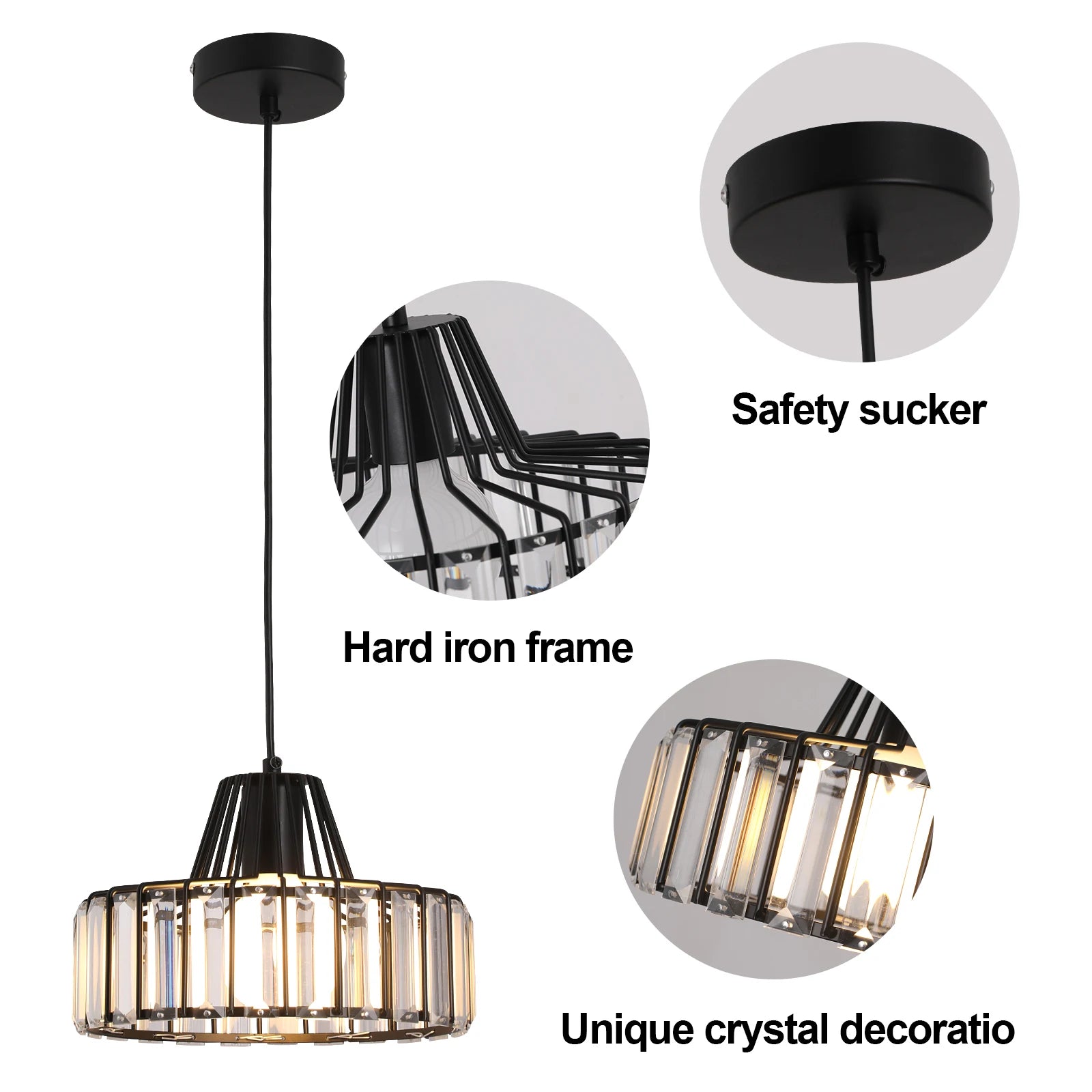 Modern Pendant Light Nordic Crystal Led Chandelier Hanging Ceiling Lamp Luxury Indoor Lustre Dining Room Kitchen Island Fixture