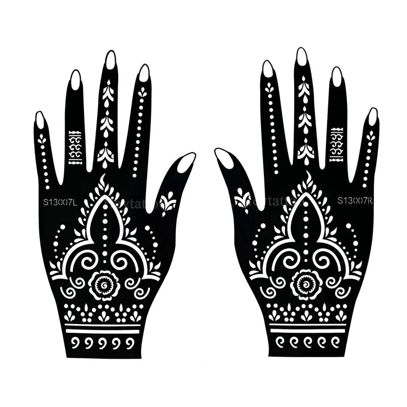 Flower Pattern Tattoo Stencils for Women Hollow Henna Tattoo Stencils for Hand Fingers Reusable Tattoo Templates Tattoo Tools