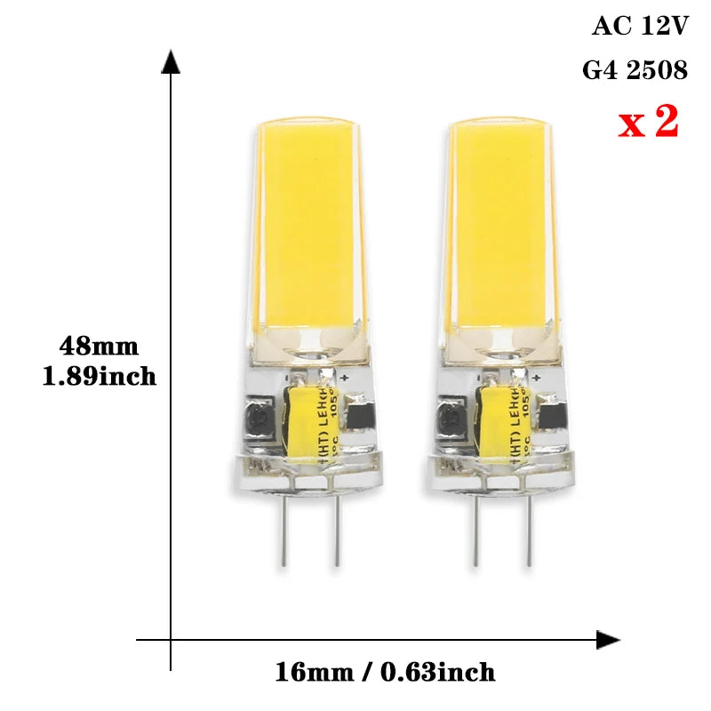 2pcs Mini COB LED Lamp AC/DC 12V 220V G4 G9 E14 Lampada LED Spotlight Light Bulbs Replace Halogen For Ceiling Lamp Chandelier