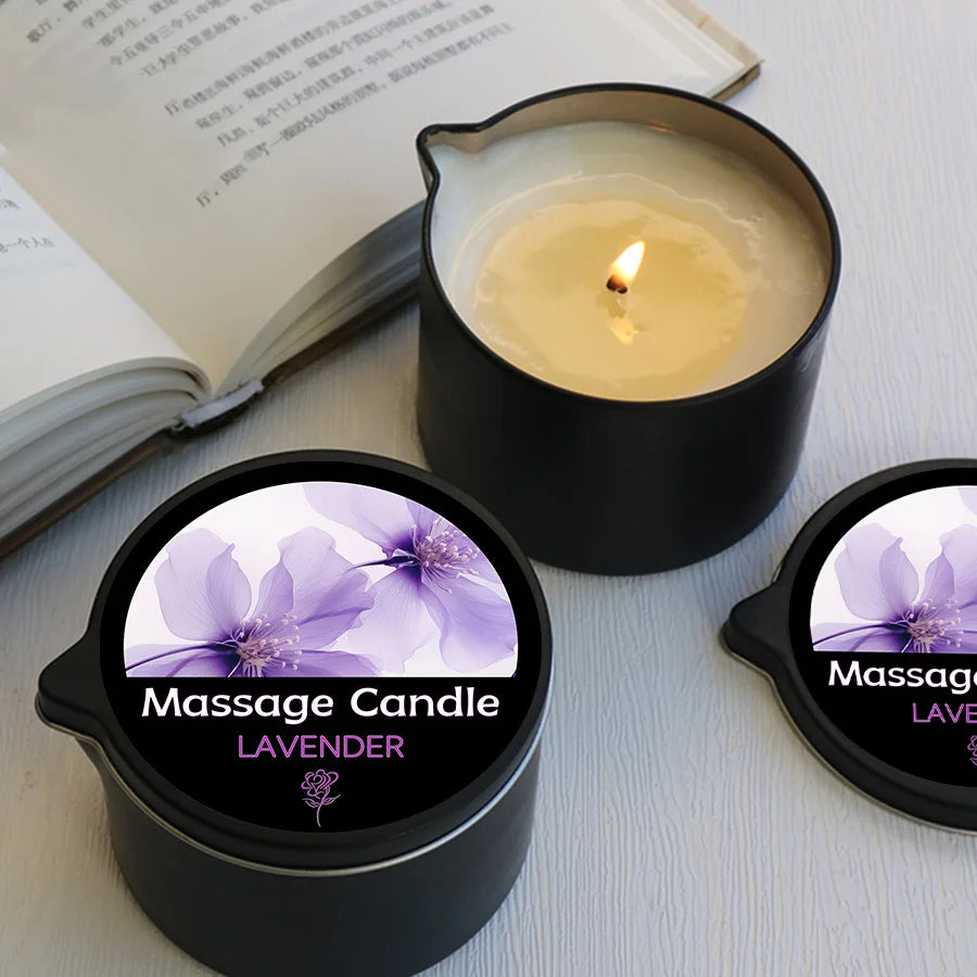 Massage Candle - Essential Oil- Lavender, 2oz/56.7g Melts into Warm Massage Oil - Massage Oil Candle, Pour Spout