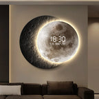 Advanced sense 2025 TV background wall light luxury moon sofa with clock living room circular porch mural lamp