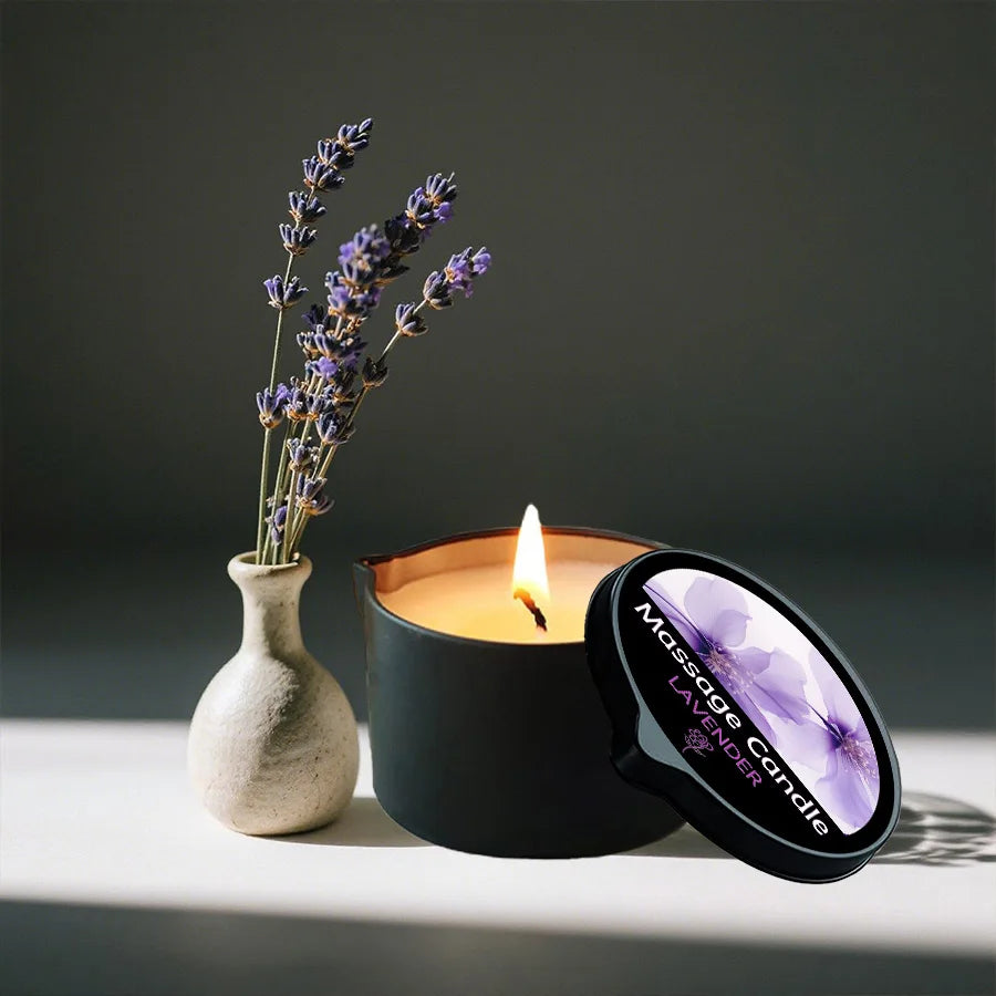 Massage Candle - Essential Oil- Lavender, 2oz/56.7g Melts into Warm Massage Oil - Massage Oil Candle, Pour Spout