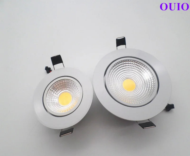 Super Bright Recessed Dimmable LED Downlights 5W 7W 9W 12W 15W 20W COB Rotating Ceiling Spot Lights AC85~265V Background Lamps