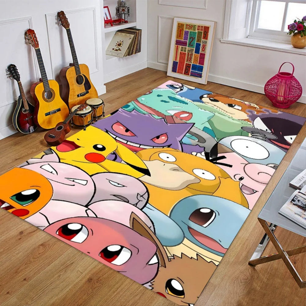 Cartoon Anime Pokemonzd Carpet Rug for Home Living Room Bedroom Sofa Doormat Decor,Child Play Area Rug Non-slip Floor Mat Gifts