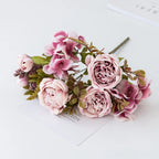 Artificial Flowers Valentine's Garland Wedding Beautiful Garden Rose Bud Arch Fake Brial Bouquet Home Room Decor Hydrangea Gifts