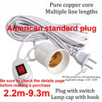 Lamp Bases Universal With Switch Led Bulb Socket Adapter E27 Screw Lamp Holder Accessories Tools Two Plugs Suspension