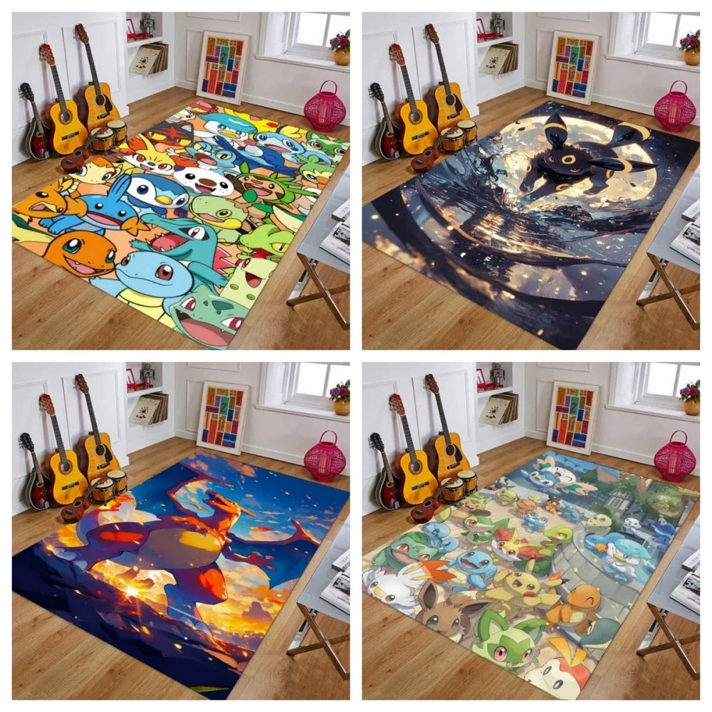 Cartoon Anime Pokemonzd Carpet Rug for Home Living Room Bedroom Sofa Doormat Decor,Child Play Area Rug Non-slip Floor Mat Gifts